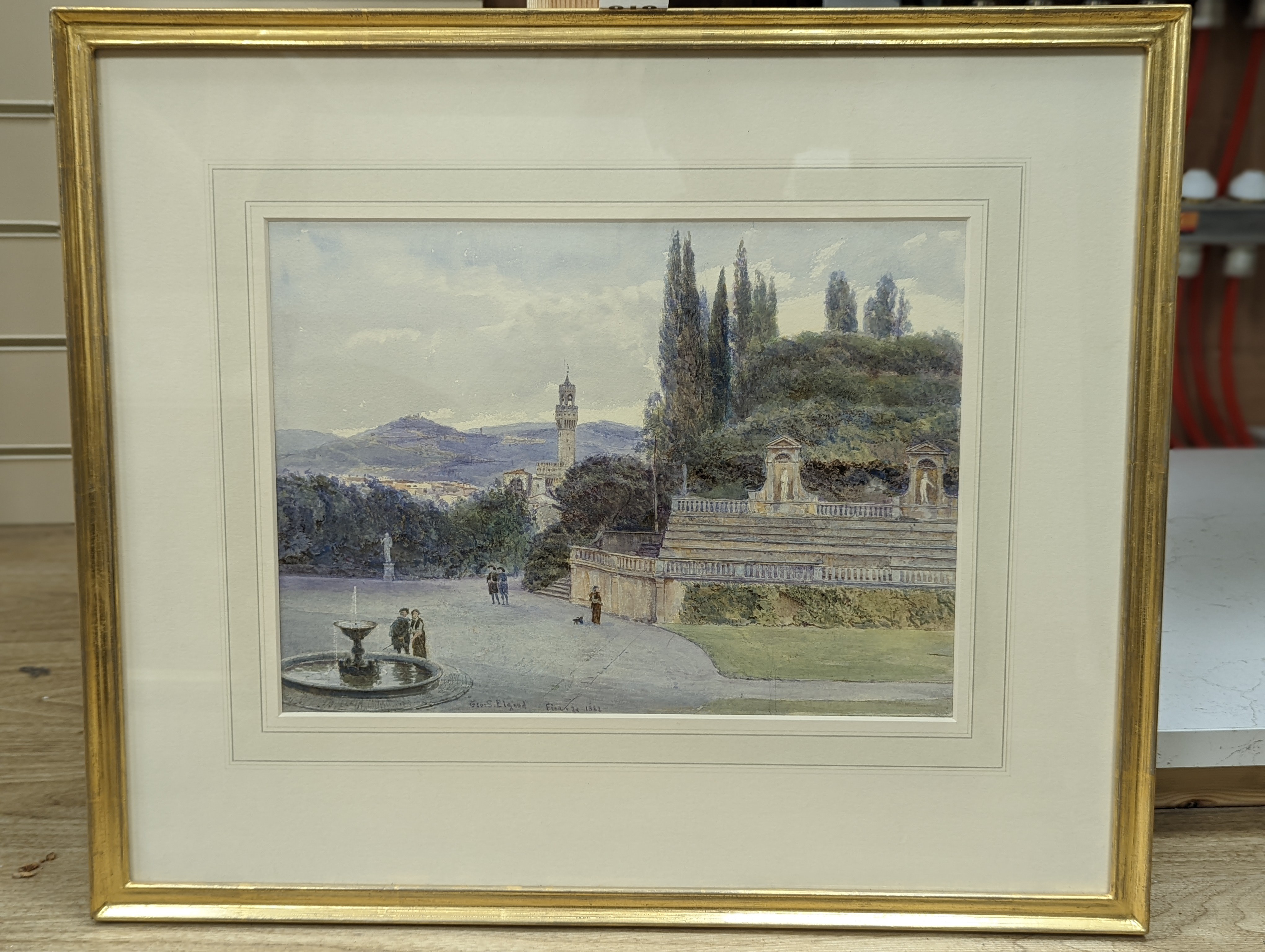 George Samuel Elgood (1851-1943), watercolour, The Barboli Gardens, Pitti, signed and dated Firenze 1882, 24 x 32cm